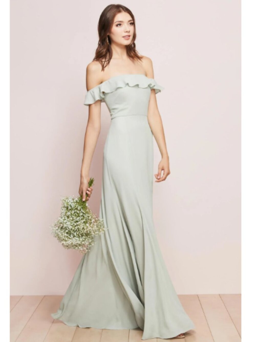 Sage Off the Shoulder Gown Style 751 Size 12